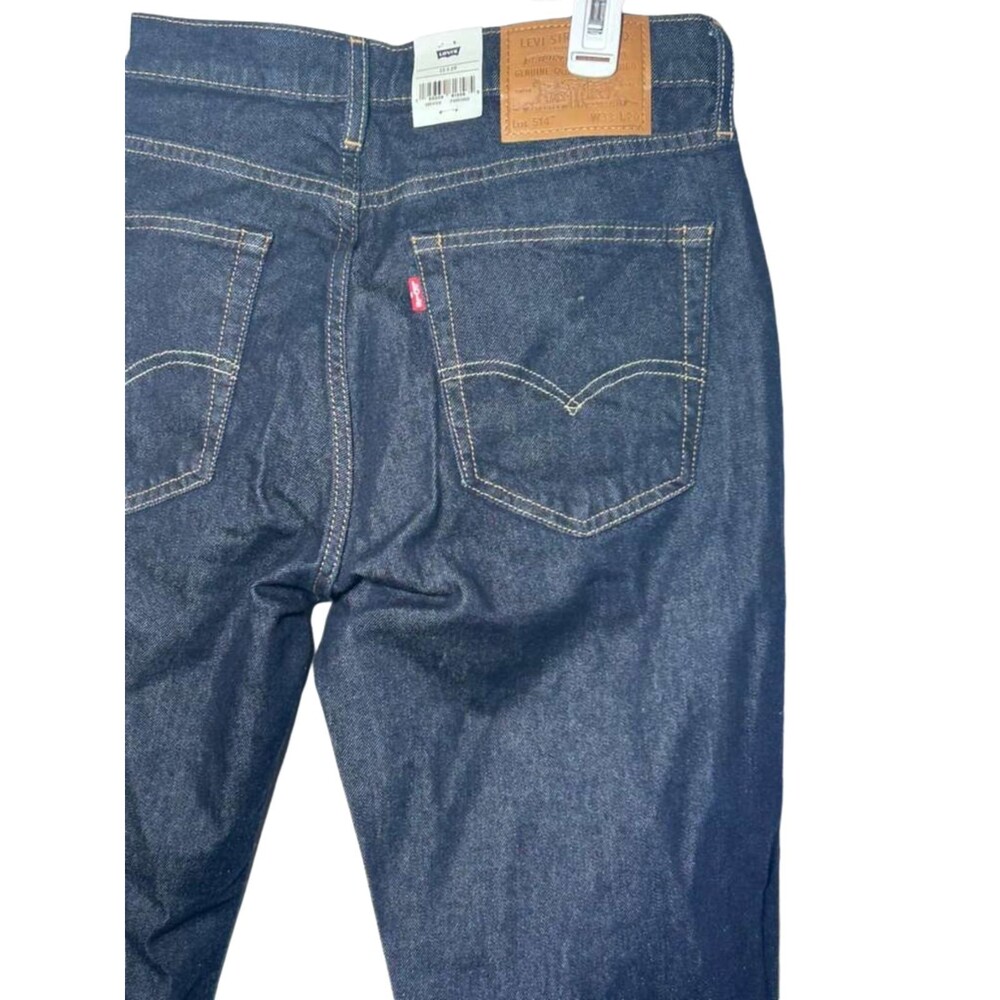 Levi's 514 Straight Jeans Men's Size 33 x 29 Dark Washed Denim Stretch New - Picture 4 of 5